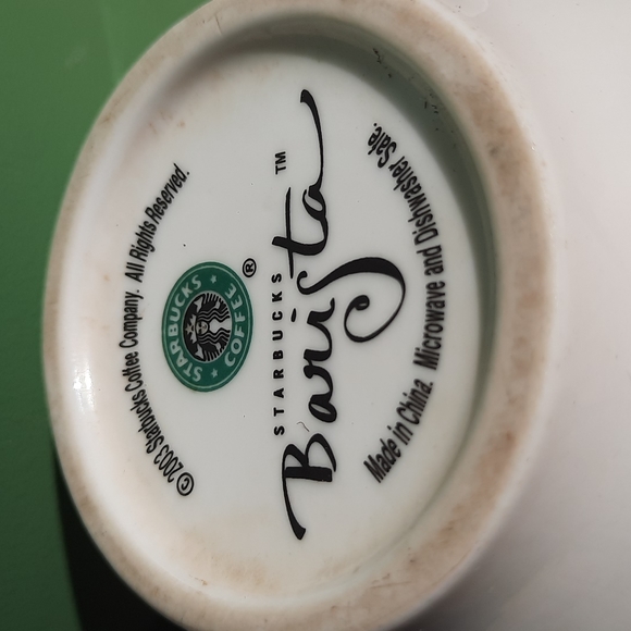Starbucks 2003 Barista Abbey Green & White Steaming Cup Logo Mug - Picture 4 of 4